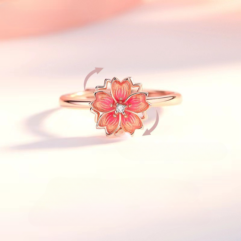 Wholesale Copper Peach Blossom Rotating Ring